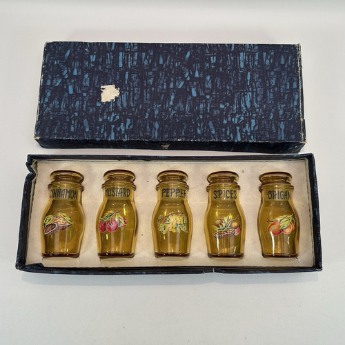 Vintage amber glass spice - amber,