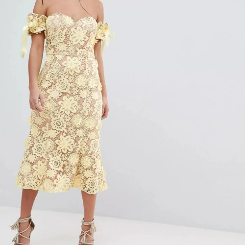 Elegant jarlo lace midi dress - lace,
