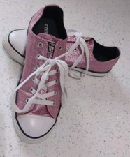 Ladies Pink Sparkly Glitter Converse All Star Lo Top Sneaker Size 4 VGC
