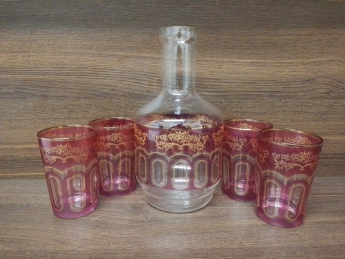 Cranberry coloured carafe and - carafe,