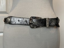 Vintage Boho Hippy Silver Metal Western Cowboy Belt Cabachons 32” Jewelled