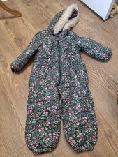 Girls 18-24 Months Floral All In One Snowsuit Winter Coat (B443)