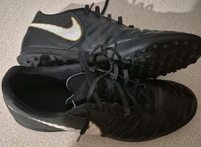 Nike Tiempo X Rio IV TF Black Football Astro turf indoor trainers Size 12 Uk