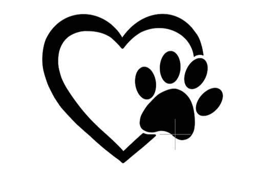 Paw print heart wall decals - paw,