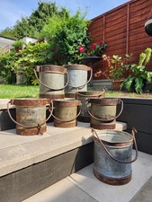 19th Century Agricultural Industrial Galvanised Cast Iron Buckets Plant Pot