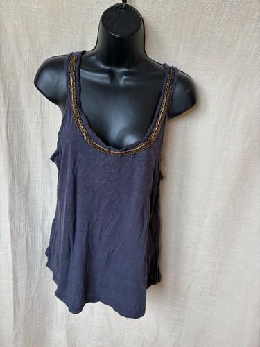 Navy gold beads vest - navy/gold, top