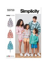 SIMPLICITY 9759 CHILD'S TEENS ADULTS HOODIES Sewing Pattern Sizes XS-L & XS-XL