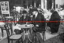 F020648 French chef Georges Auguste Escoffier with a friend in a cafe Paris Fran