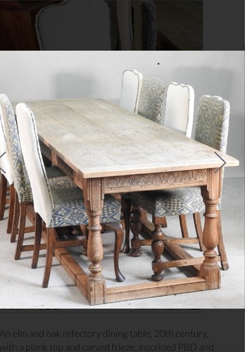 Oak and elm refectory table - elm,