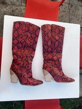 Faux Leather Snake Skin Red Cowboy Boots. Has Little Tear Hence The Price. UK 11