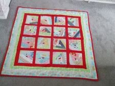 HANDMADE PATCHWORK QUILT. 99 x 99cm SQUARE 100% COTTON. WITH LOVE FROM THE DUNNS