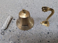 Brass Service or Ships Bell wall mounted 3.5in brushed brass / USED