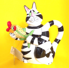 BLUE SKY TEAPOT CLANCEY CAT ZEBRA DESIGN - BNWT  EXCELLENT VERY RARE