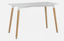 CHARLIE SOLID BEECH 4 SEATER DINING TABLE - WHITE