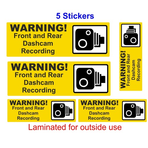 Dash cam warning stickers - dash,