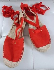 H & M SIZE 7 ORANGE RUSSET FAUX SUEDE ESPADRILLES G40103025B271A