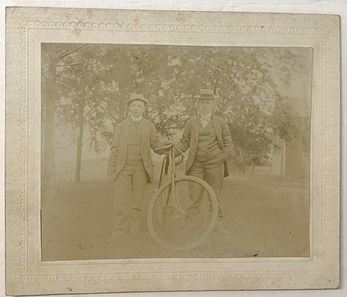 Antique cabinet card - cabinet, bicycle