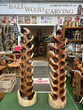 Carving Solid Wooden Wine Tree Rack 18 Bottle Holder Home Decoration Tall 150cm 