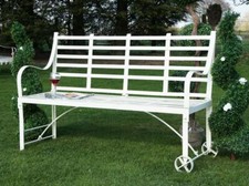Royal Wrought Iron Two-Seater Garden Bench with Wheels