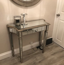 Modern Glass Console Table Venetian Mirrored Furniture French Silver Hallway 