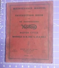 Norton Maintenance and Instruction Book  16H, Big 4, 18 &ES2 - Genuine...