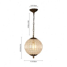 Retro Antique Bronze Crystal Globe Pendant Light Classic Ceiling Light Fixtures