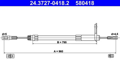 Handbrake cable 3727 0418 2 - cable, 24.3727-0418.2