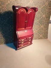Dolls house 1/12th scale unusual elegant mahogany opening bureau/desk 