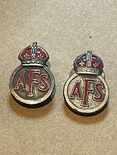 X2 World War Two Auxiliary Fire Service AFS Silver & Enamel Brooch Badge