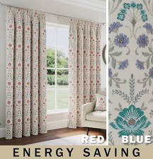 Cotswold 100% Blackout Floral Design Curtains & Cushion Covers - (Pair)