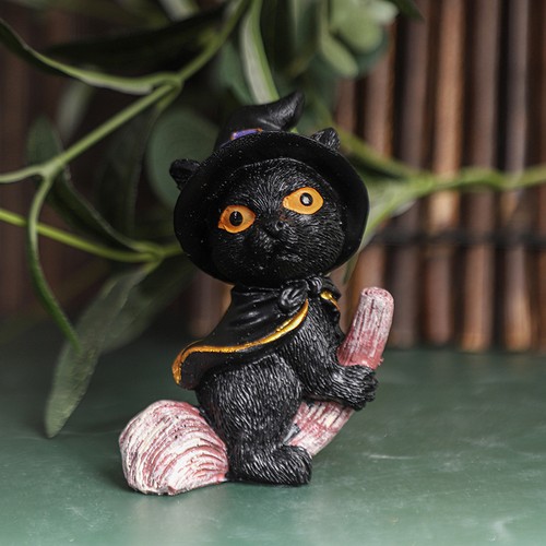 Halloween black cat - black, witch