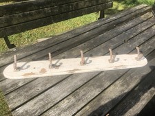 Rustic Shabby Painted Coat  Rack Wooden Vintage Wall Mounted 35” Long .