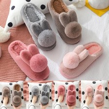 Ladies Winter Home Cotton Slippers Women's Cute Rabbit Ears Warm Winter Shoes