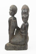 Ebony Hardwood African Handcarving of Mother and Daughter