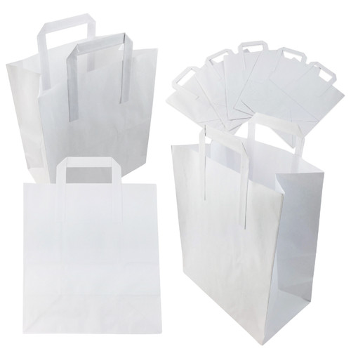 White paper kraft carrier bags - white,
