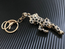 SPARKLY Rhinestone Leopard Cheetah Key Ring Purse Charm Keychain Zipper Pull