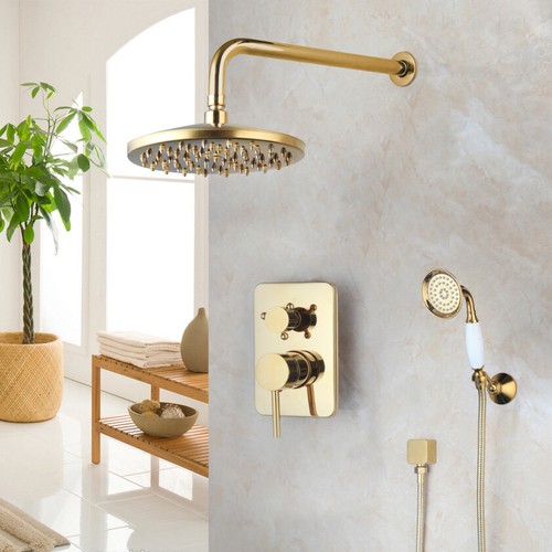 Golden plated shower faucet - golden,