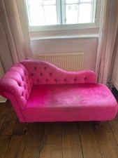 Small pink velvet chaise lounge