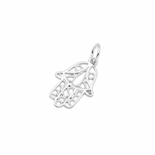 Sterling Silver Filigree Hamsa Hand of Fatima Necklace Bracelet Charm Pendant