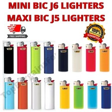 BIC LIGHTER SET MAXI J6 & MINI J5 LARGE SMALL DESIGN GAS CIGARETTE FLINT WHEEL