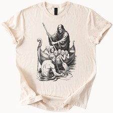 Grim Reaper Boat Souls Graphic Tee River Styx Shirt