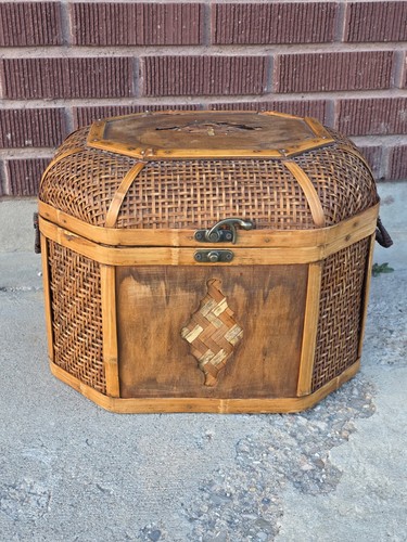 Vintage woven wicker - vintage, wood