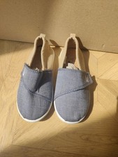 Boys smart canvas shoes blue denim and beige Matalan, size 7 vgc