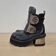 New Rock Vintage Y2K Cyber Steam Punk Chunky Platform Leather Boots Uk 7 Eu 41