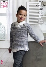 ~King Cole Knitting Pattern For Child's Scoop Neck & Button Front Jumpers ~
