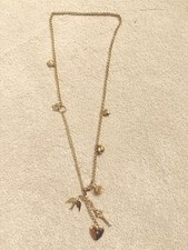 Stella & Dot Gold Plated Necklace With Pendant And Charms