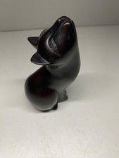 Cat Ornament Stylised Figurine Dark brown / black. Cat is sitting and looking up