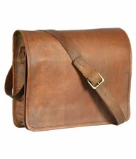 Bag Goat Leather Brown Genuine Vintage Men's Messenger New Satchel Laptop Real