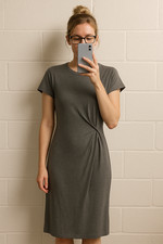 Primark Edit Women’s Grey Ruched Side T-Shirt Maxi Dress L UK 14–16