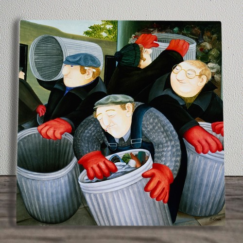 Dustbin men tile plaque sign - men,
